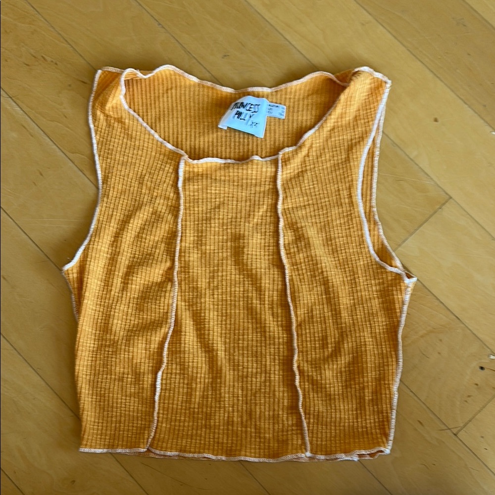 Princess Polly Orange Ribbed Crop Tank Top